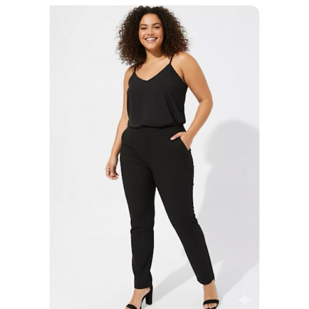 Torrid Mid Rise Dress Pants SZ 12 Regular Black Stretch Career Slacks Used 32x28